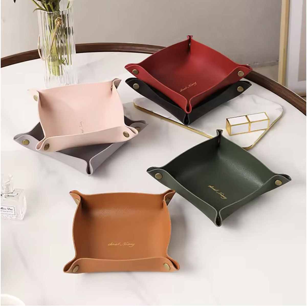 Women Accessories Organizer - Nordic Style Leather Storage Tray Desktop