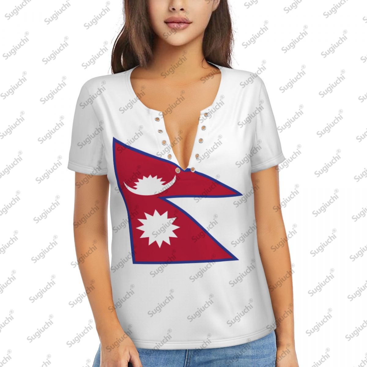 Women Accessories Nepal - 2025 Nepal Flag Sexy Deep V