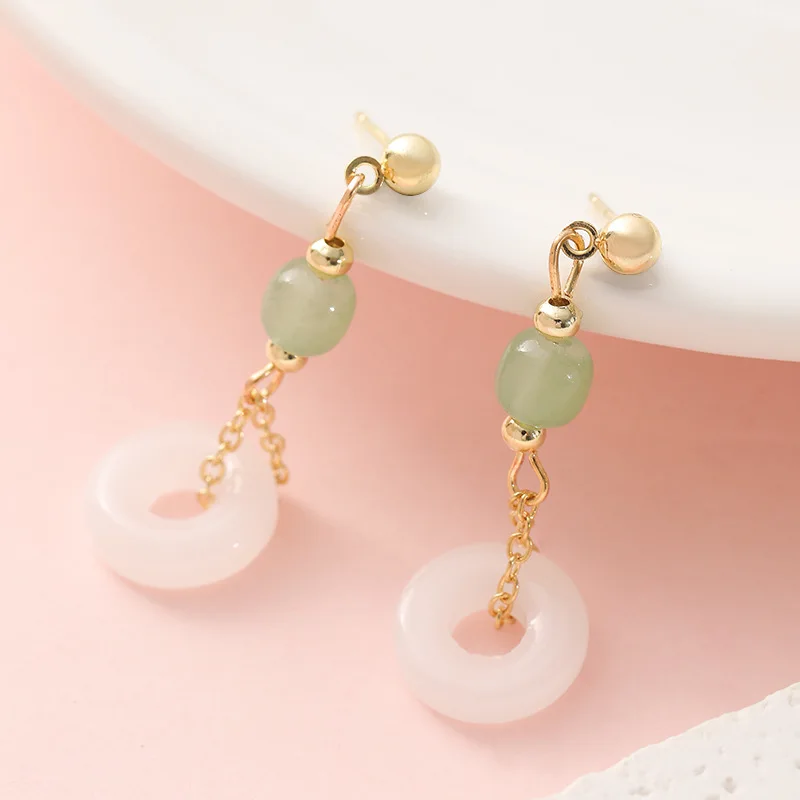 Women'S Ear Accessories - Natural Real Jade Ring Earrings Stone