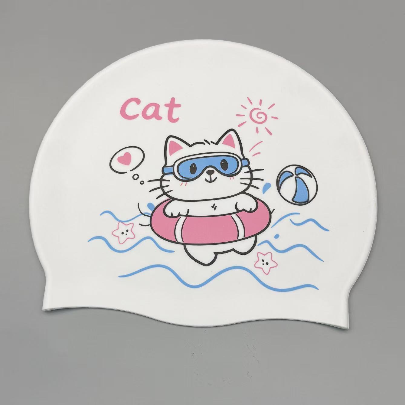 Women'S Ear Accessories - Cute Kitten Silicone Swim Cap for