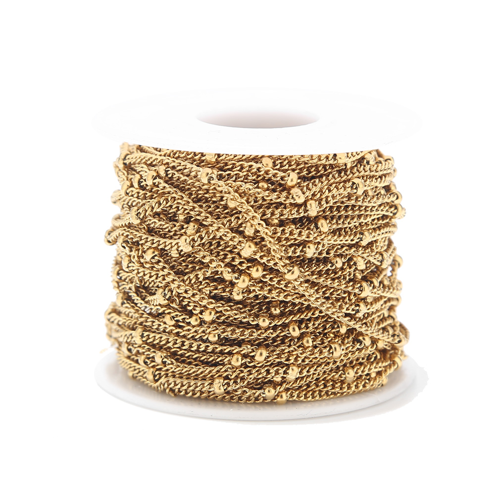 2 Meters Stainless Steel Gold  - Beaded Anklet Chain recension och pris