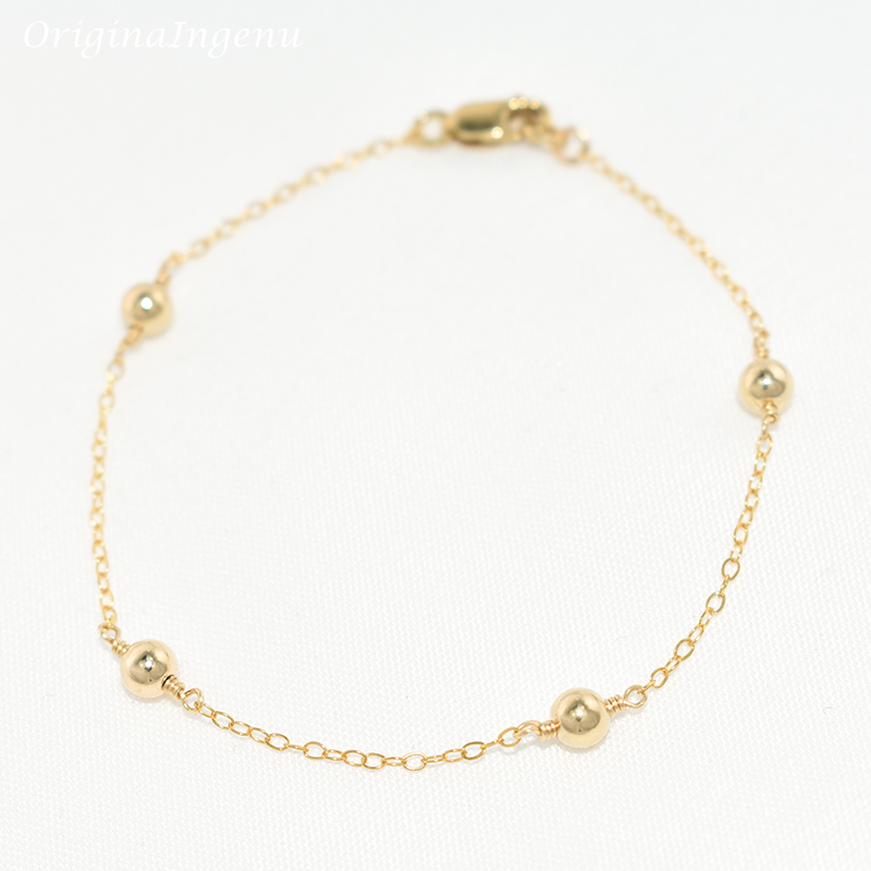 14K Gold Filled Beads Bracelet - Beaded Anklet Chain recension och pris