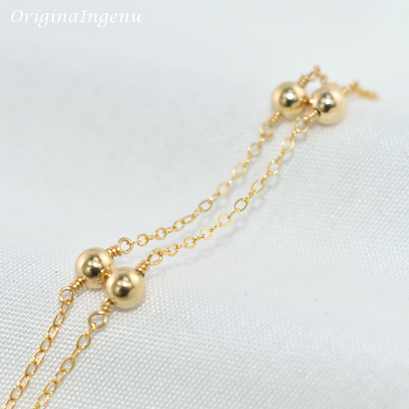 14K Gold Filled Beads Bracelet - Beaded Anklet Chain recension och pris