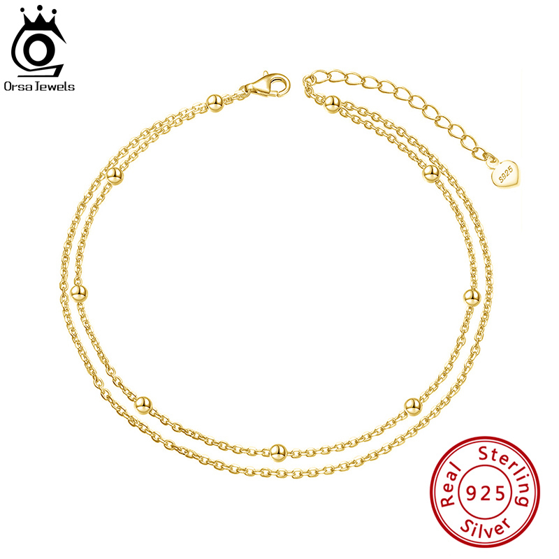 ORSA JEWELS Fashion 925 Sterli - Beaded Anklet Chain recension och pris