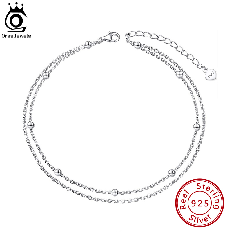 ORSA JEWELS Fashion 925 Sterli - Beaded Anklet Chain recension och pris