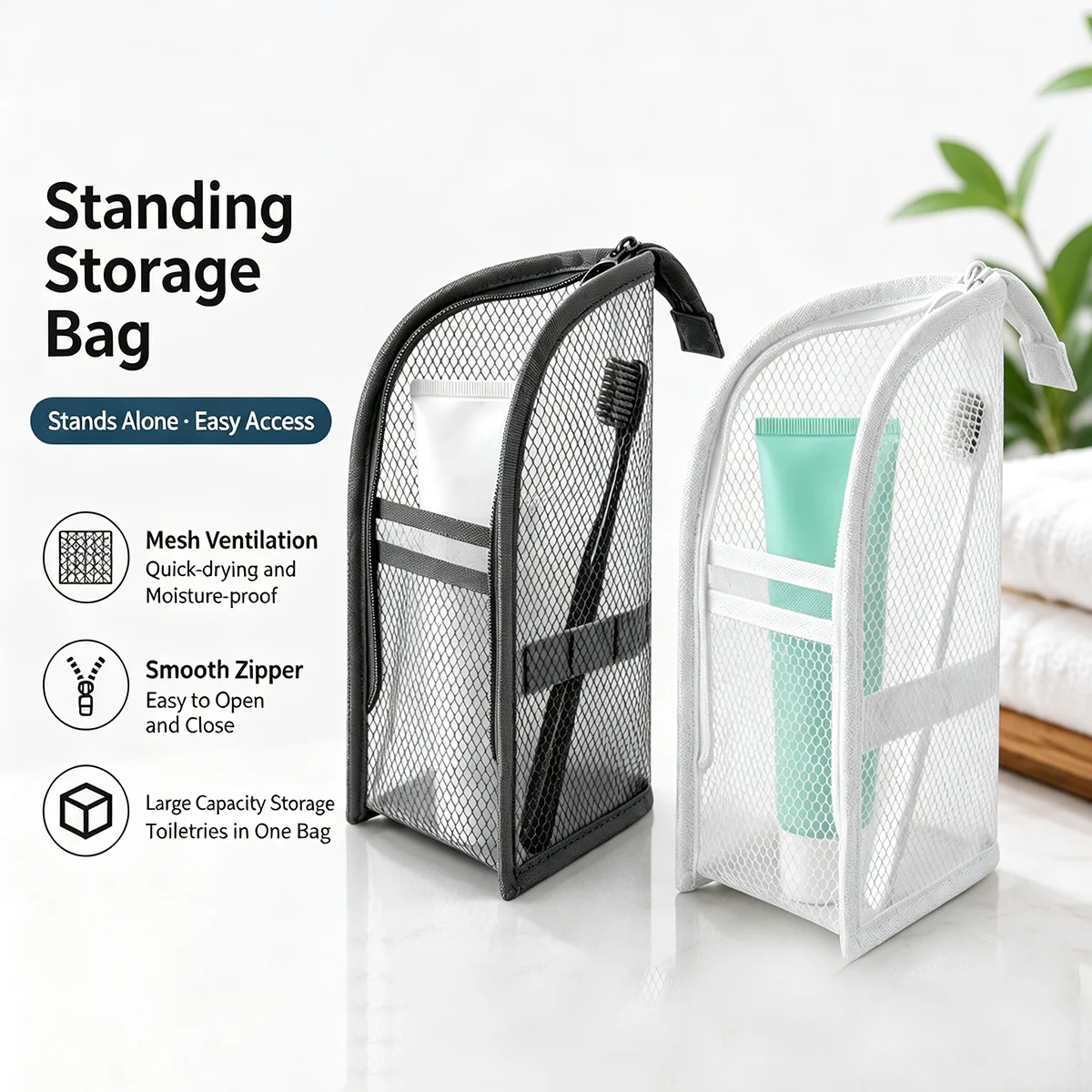 Standing Mesh Toiletry Bag for - Women Accessories Organizer recension och pris