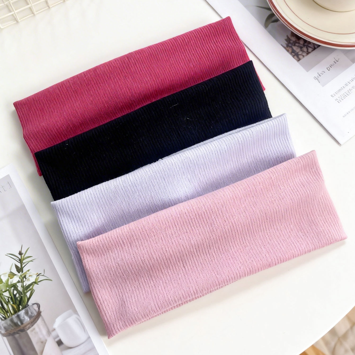 4pcs Wide ribbed elastic headb - Women'S Yoga Accessories recension och pris