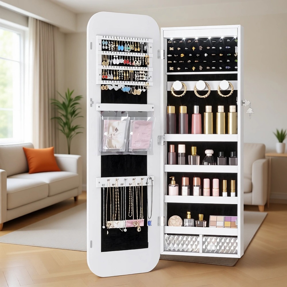 LED Lighted Jewelry Cabinet wi - Women Accessories Organizer recension och pris