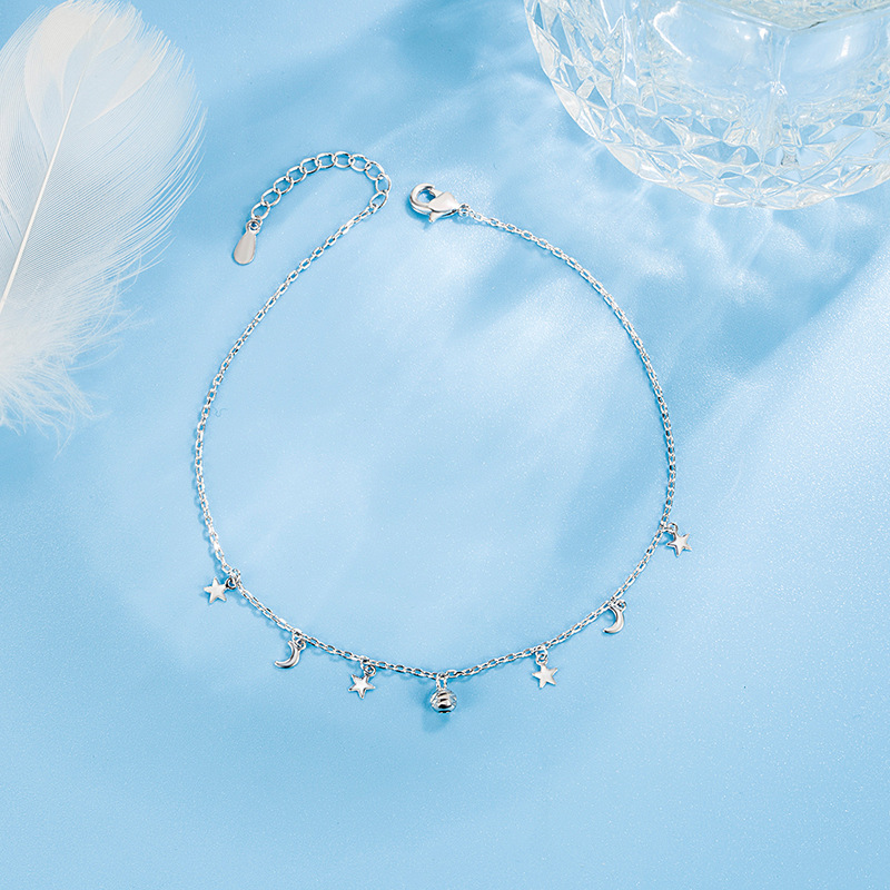 Romantic Moon Star Bead Feet C - Beaded Anklet Chain recension och pris