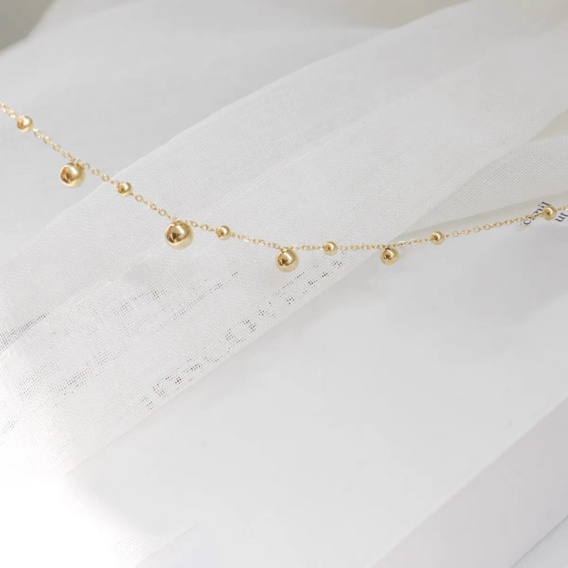 18k gold ball round bead ankle - Beaded Anklet Chain recension och pris