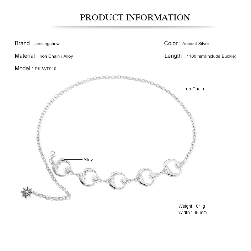 Alloy Silver Moon Waist Chain  - Women Accessories Pk recension och pris