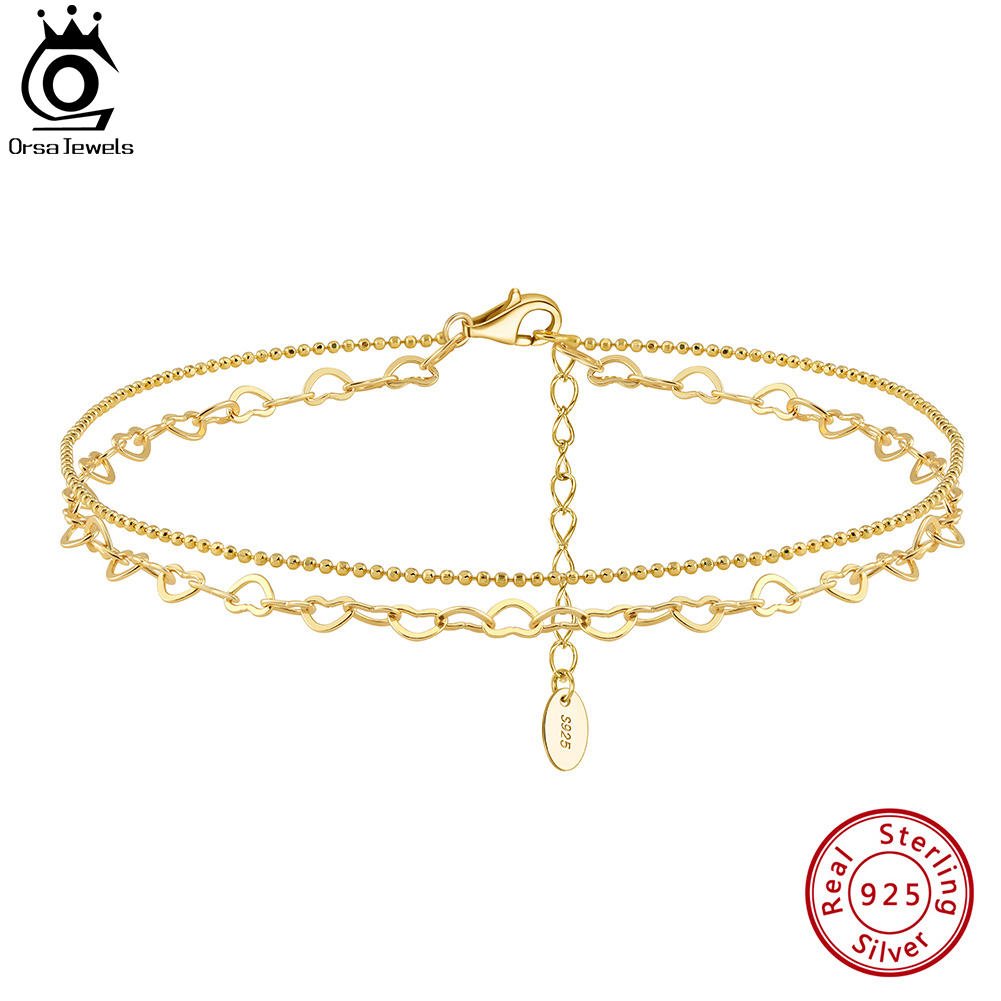 ORSA JEWELS Layered Link Chain - Beaded Anklet Chain recension och pris