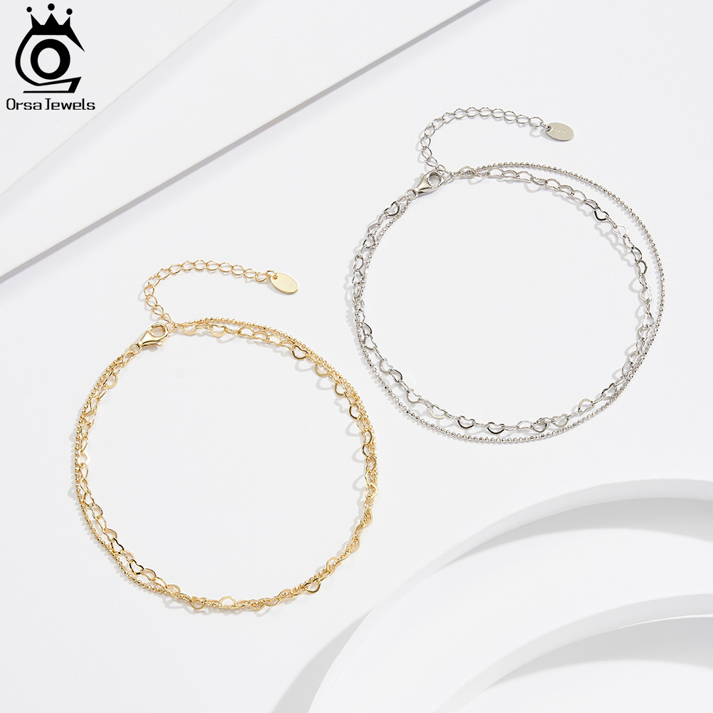 ORSA JEWELS Layered Link Chain - Beaded Anklet Chain recension och pris
