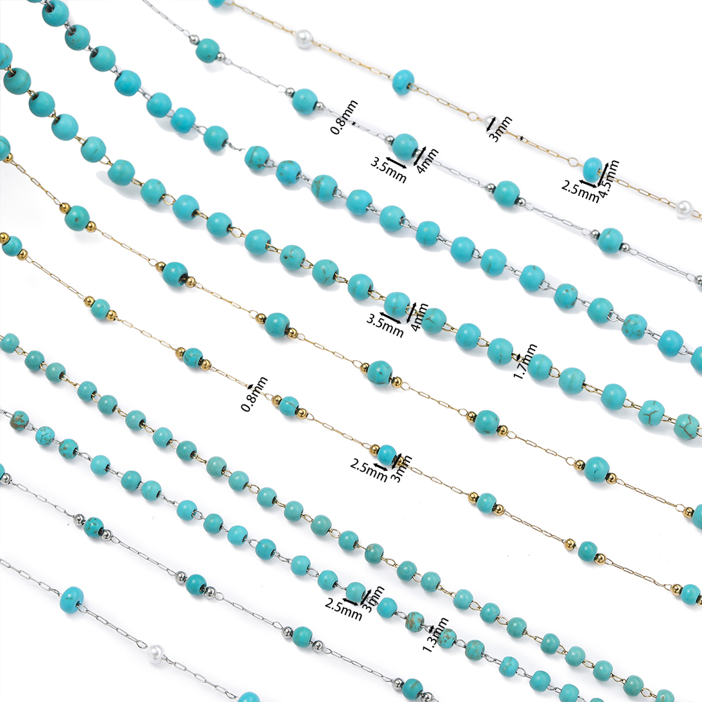 1M Stainless Steel Round Turqu - Beaded Anklet Chain recension och pris