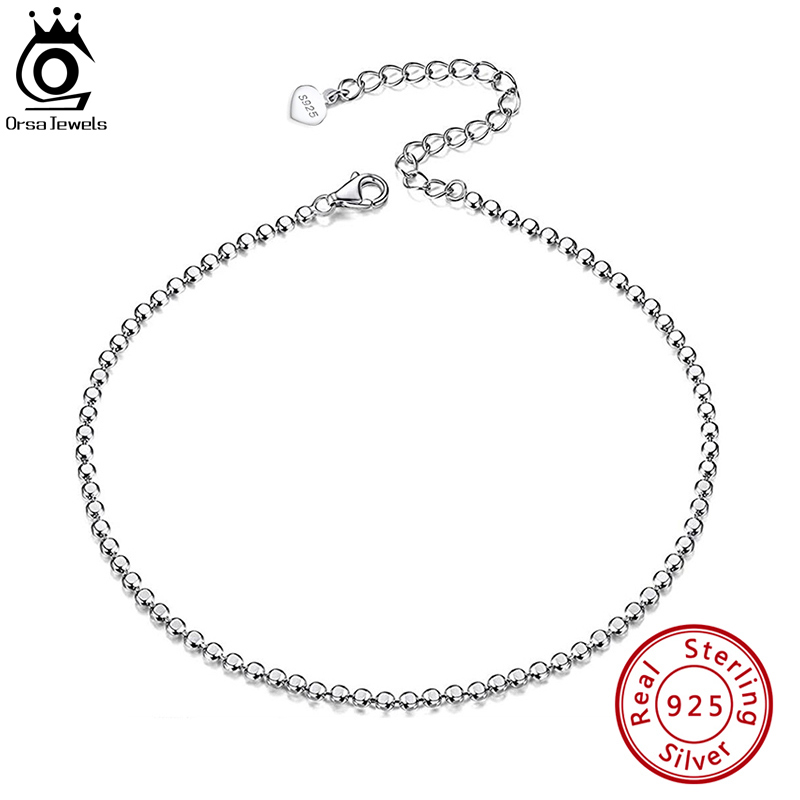 ORSA JEWELS Genuine 925 Sterli - Beaded Anklet Chain recension och pris