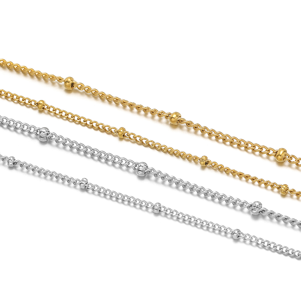 2 Meters Stainless Steel Gold  - Beaded Anklet Chain recension och pris