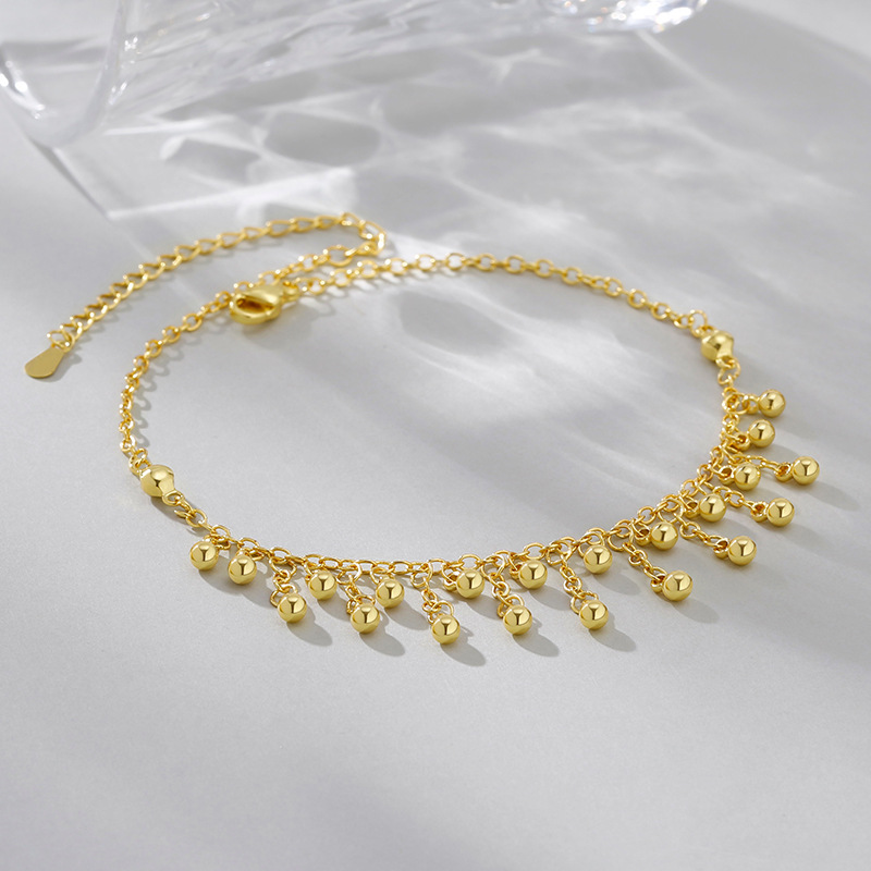 925 Sterling Silver Round Bead - Beaded Anklet Chain recension och pris