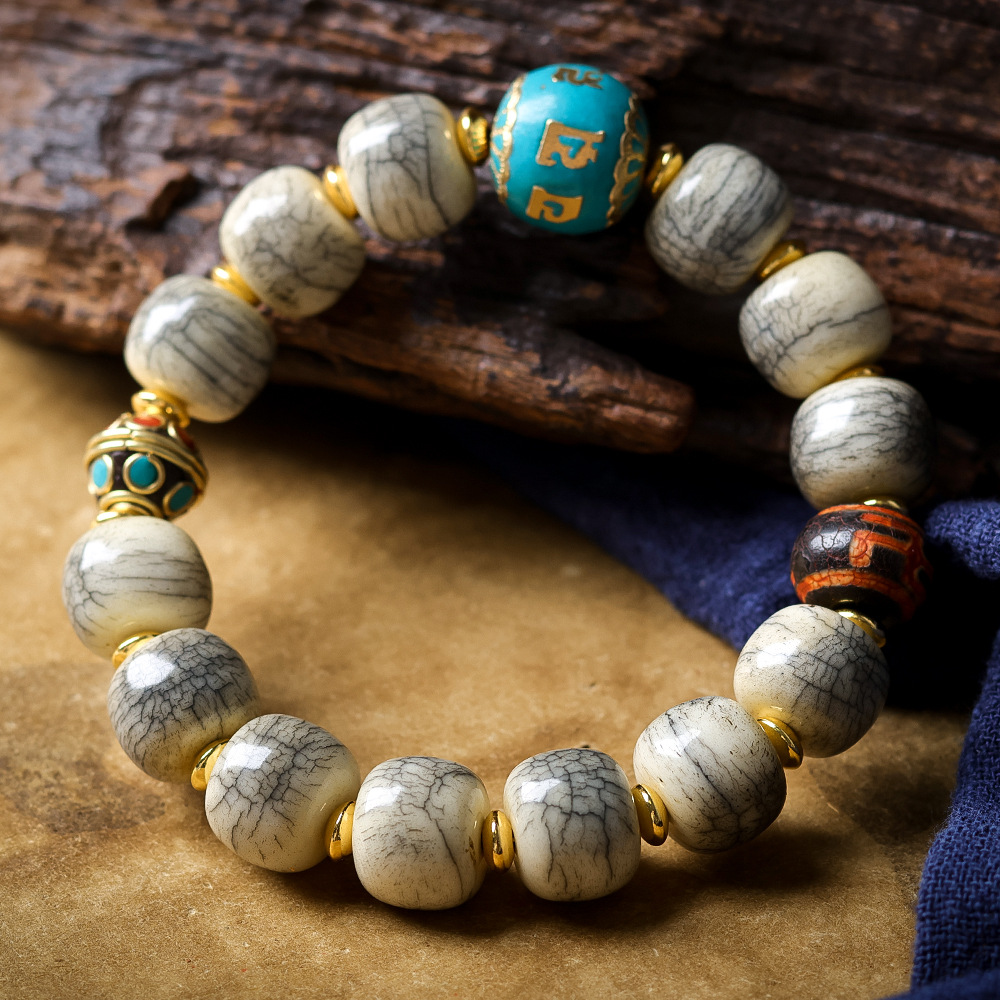 Cracked Yak Bone Barrel Bead B - Women Accessories Nepal recension och pris