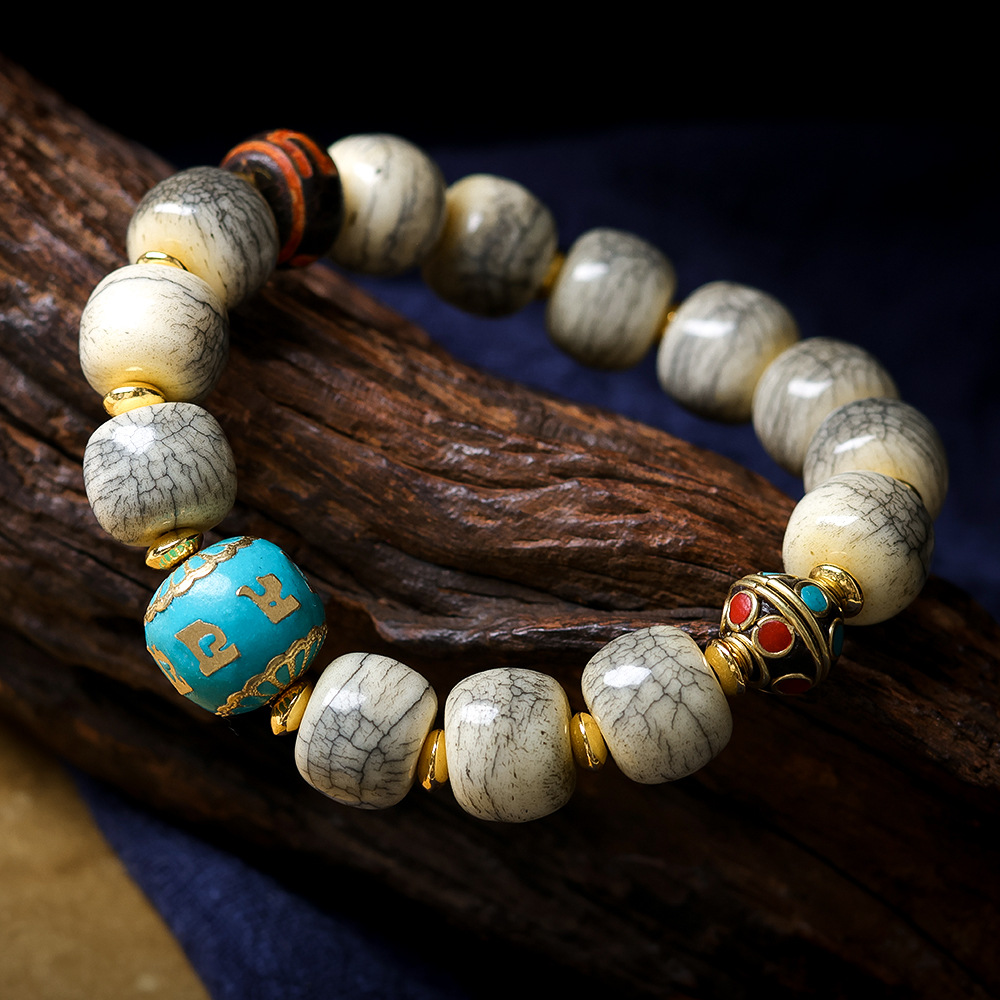 Cracked Yak Bone Barrel Bead B - Women Accessories Nepal recension och pris