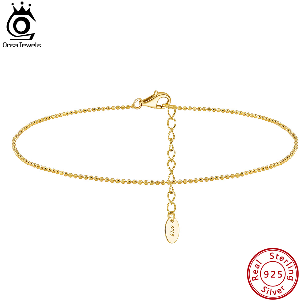 ORSA JEWELS 925 Sterling Silve - Beaded Anklet Chain recension och pris