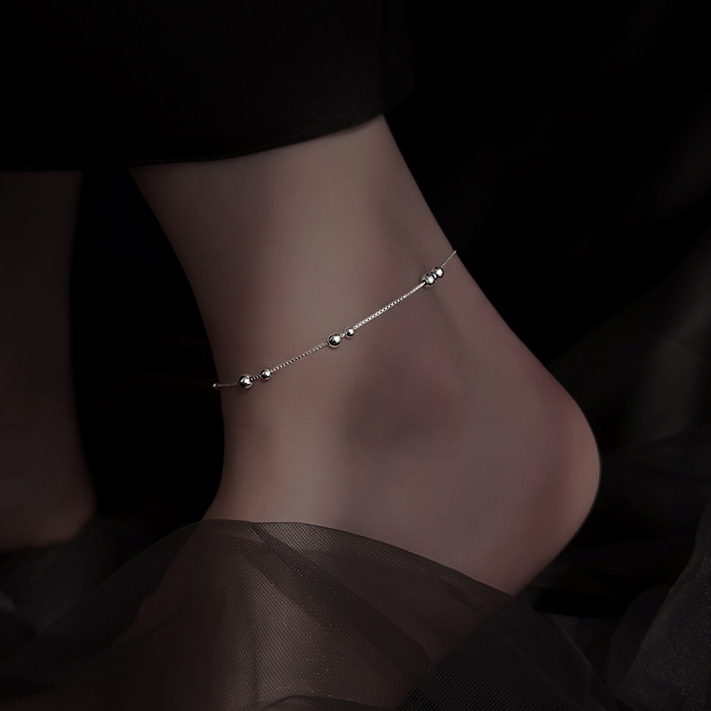 925 Sterling Silver Geometric  - Beaded Anklet Chain recension och pris